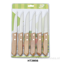 natural wooden handle steak knives